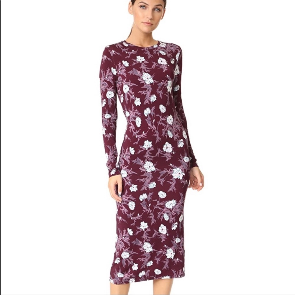 Carven Long Jersey Floral Dress
